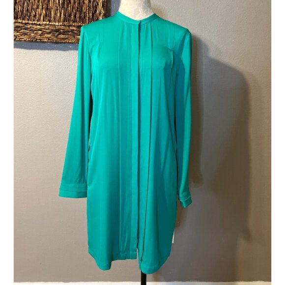 DVF Diane Von Furstenberg Atira Dress 8 Long Sleeve Silk Emerald Green NWT $475 - Picture 6 of 14